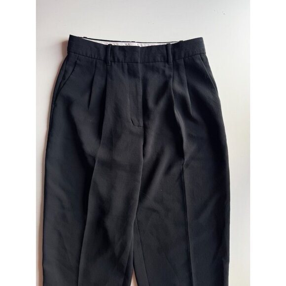 Aritzia WILFRED Carrot Black Crepe Tapered Leg Pleated Trousers Pants, Size 10 - Picture 2 of 14